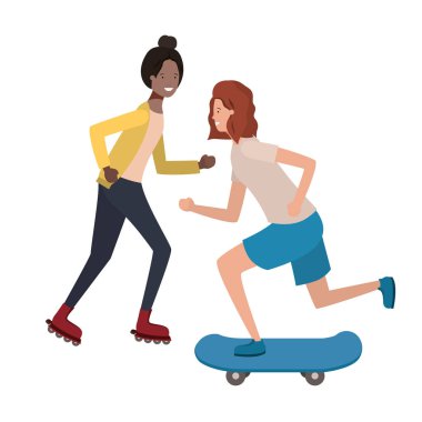 Spor avatarı karakteri uygulayan genç kadınlar