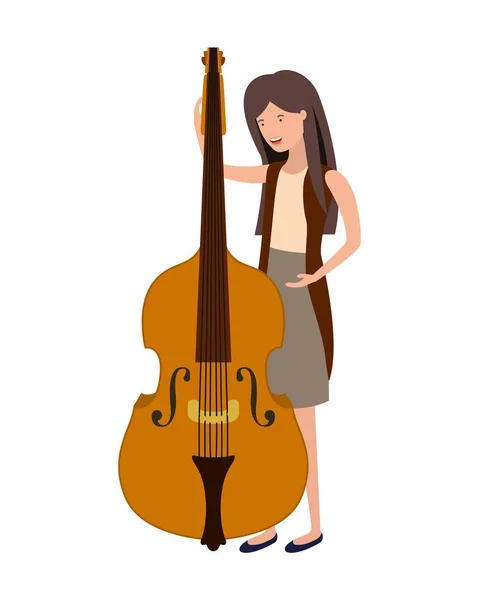 Young woman with violin character — Stock Vector