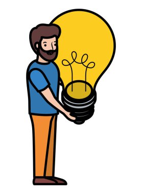 ampul avatar karakter ile genç adam