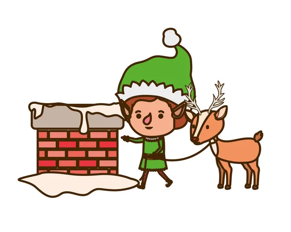Elfe avec caractère avatar de renne — Image vectorielle