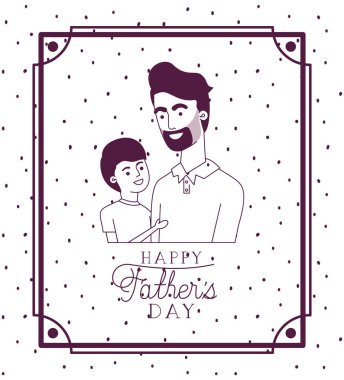 baba ve oğul karakterleri ile mutlu babalar gün kartı