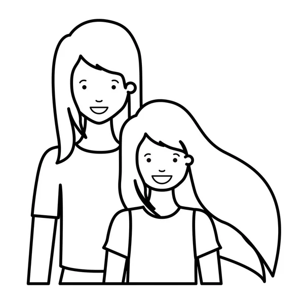 Mother and daughter smiling avatar character — Stock Vector