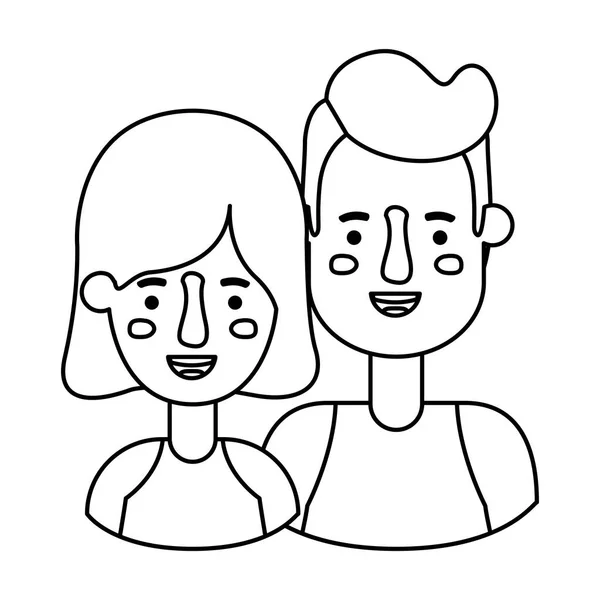 Ícones de personagens avatar casal — Vetor de Stock