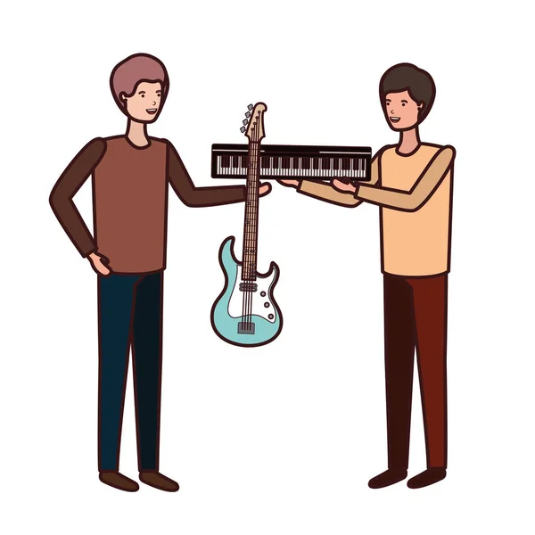 Hombres con carácter de instrumentos musicales — Vector de stock