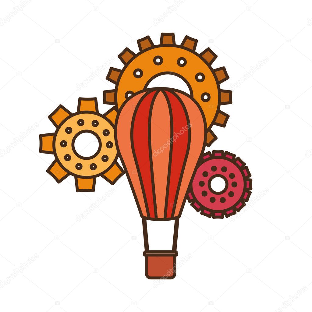 hot air balloon with gear isolated icon