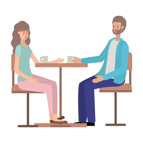 Casal beber café na sala de estar —  Vetores de Stock