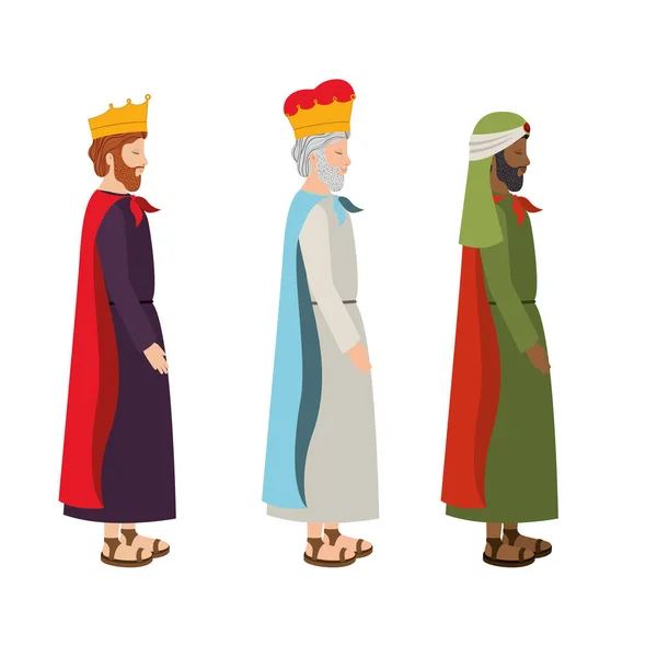 Wise kings manger characters — Stock Vector