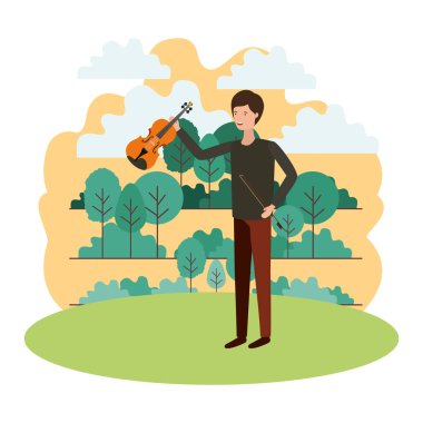 manzara avatar karakter keman ile adam