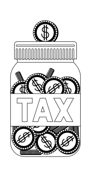 Tarro con impuestos y monedas — Archivo Imágenes Vectoriales