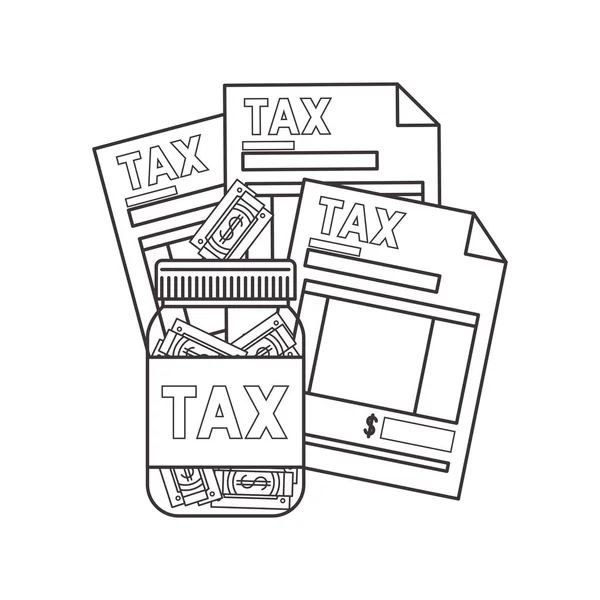 Φορολογικό έγγραφο με χρήματα Jar — Διανυσματικό Αρχείο