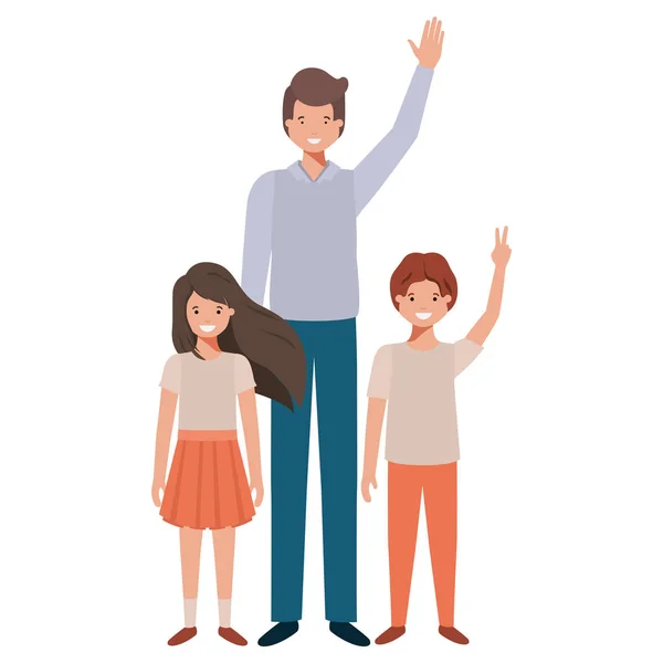 Father with his children avatar character — Stock Vector