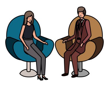 sandalye avatar karakter oturan iş çift