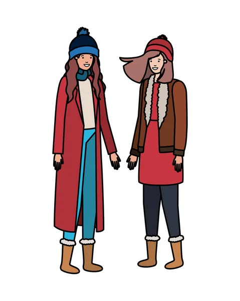 Női téli ruhákat avatar karakter — Stock Vector