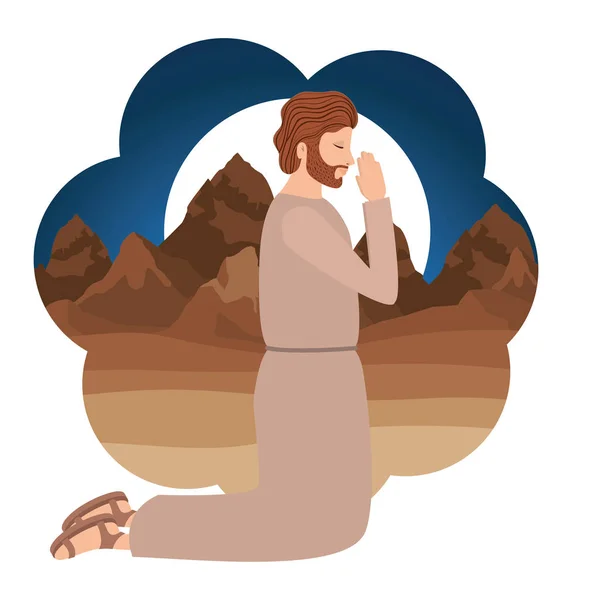 Santo joseph orando caráter — Vetor de Stock