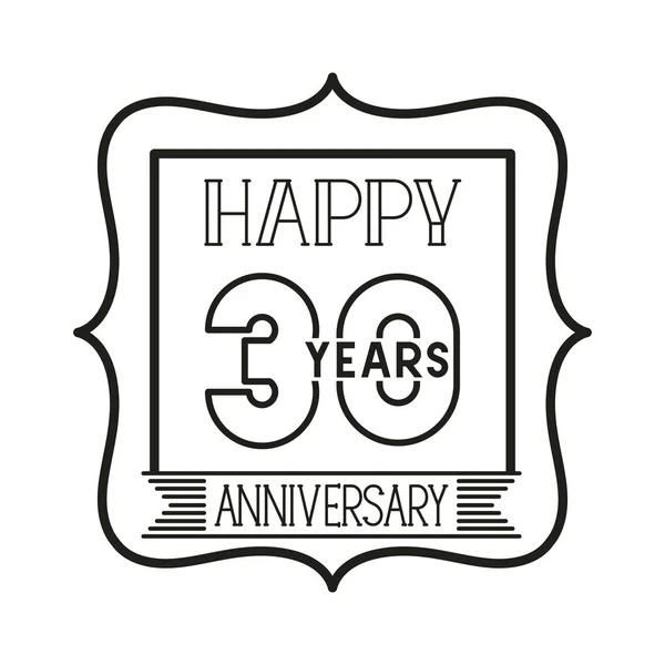 Número 30 para aniversário ícone do cartão de celebração — Vetor de Stock