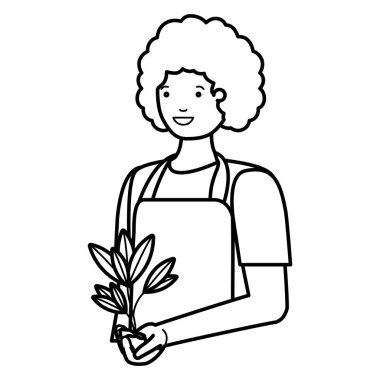 bitki avatar karakter ile genç adam