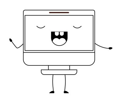 bilgisayar ekran kawaii karakter