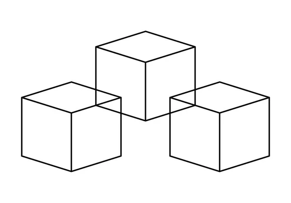 Ícones geométricos de matriz de conjunto cúbico — Vetor de Stock