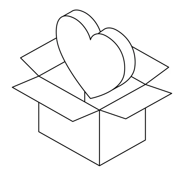 心臓が付いている箱のカートン — ストックベクタ