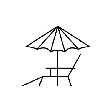 şemsiye beyaz arka planda plaj sandalyesi ile çizgili