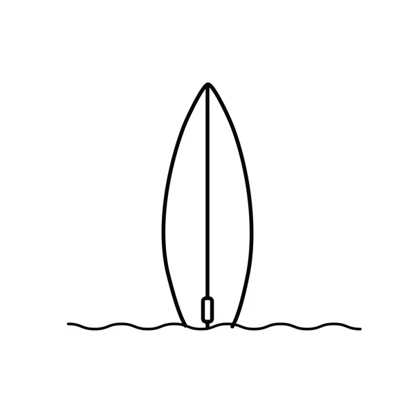 Silhouette de planche de surf sur fond blanc — Image vectorielle