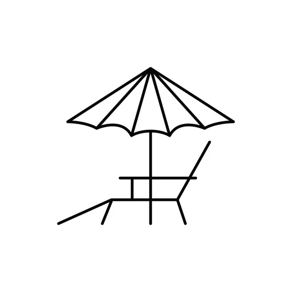 Paraguas a rayas con silla de playa en fondo blanco — Vector de stock