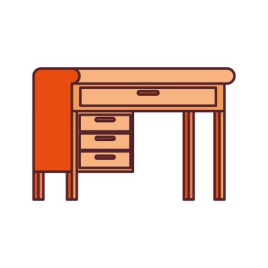 beyaz arka plan ile ahşap ofis masası