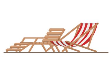 beyaz arka plan üzerinde güneşlenmek için plaj sandalyesi