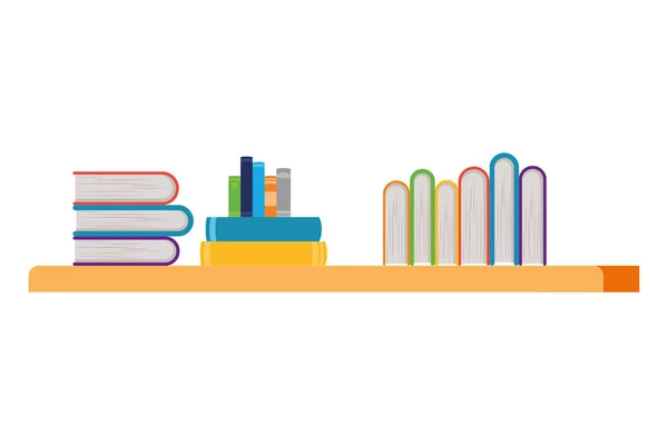 Estanterías con libros en fondo blanco — Vector de stock