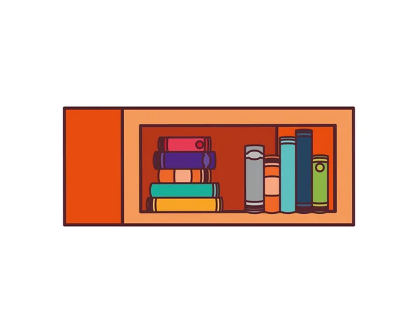 Shelving with books in white background — Stock Vector