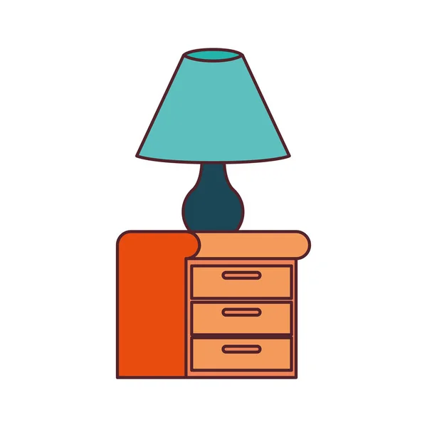 Wooden drawer with lamp in white background — ストックベクタ