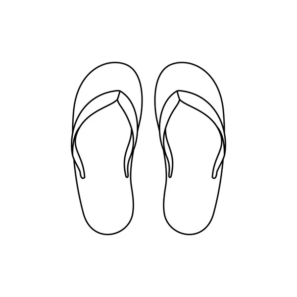 Listrado sandálias de praia no fundo branco —  Vetores de Stock