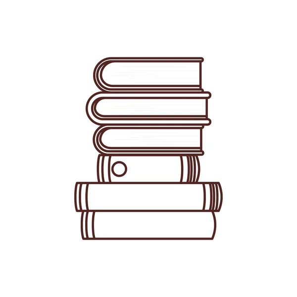 Silhouette de pile de livres sur fond blanc — Image vectorielle