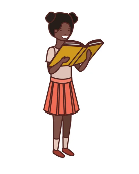 Estudiante chica con lectura libro en las manos — Archivo Imágenes Vectoriales