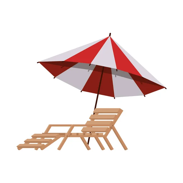 Beach umbrella for summer striped icon — Stock Vector