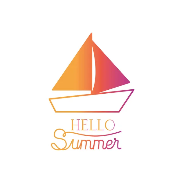 Hola etiqueta de verano con imagen colorida — Vector de stock