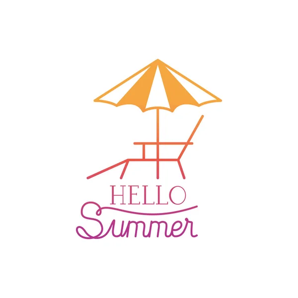 Hello summer label with coloring image — стоковый вектор