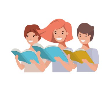 elinde kitap okuma ile öğrenci grubu