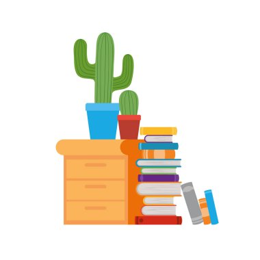 Ahşap çekmecede beyaz arkaplan içinde kitap yığını