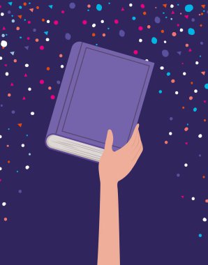 El tutma kitap tasarım vektör illüstrasyon