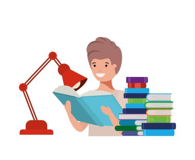 elinde kitap okuma ile öğrenci çocuk