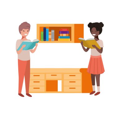 elinde kitap okuma ile öğrenci çift
