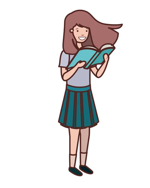 Студентка с книгой в руках — стоковый вектор