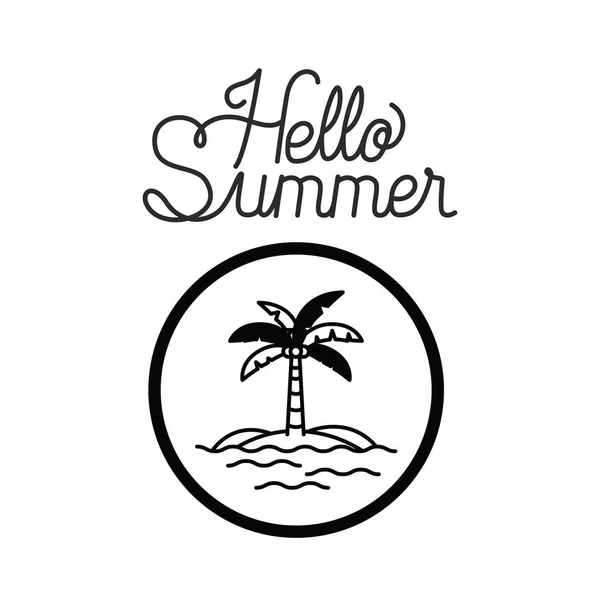 Hello Summer Label z białym tłem — Wektor stockowy