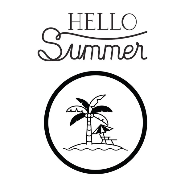 Hello summer label with white background — Stock Vector