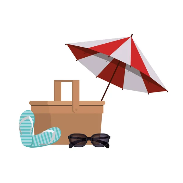 Plážový deštník pro letní pruhovanou ikonu — Stockový vektor