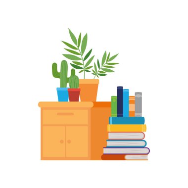 Ahşap çekmecede beyaz arkaplan içinde kitap yığını