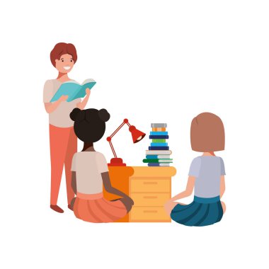 okuma kitabı ile öğrenci grubu