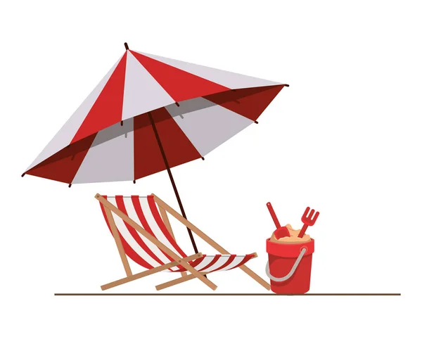 Strand paraplu voor zomer gestreept pictogram — Stockvector