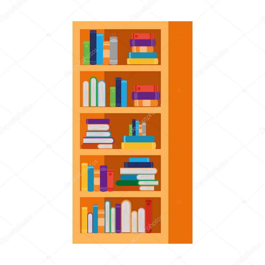 shelving with books in white background